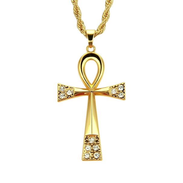 Hip Hop Street Egyptian Anhe Diamond Set Key Pendant Necklace Nightclub Men's and Women's Jewelry_ipsvogv.com