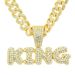 Hip hop exaggerated king full diamond letter pendant necklace for men's domineering and cool Cuban chain accessories_ipsvogv.com