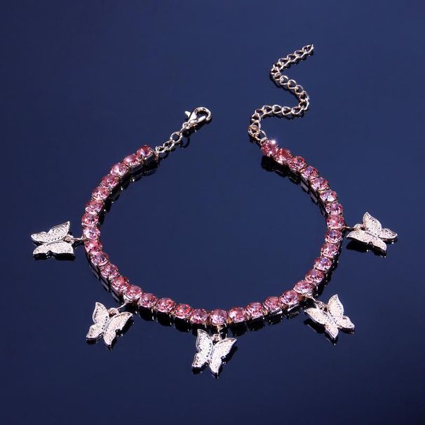 creative rhinestone small butterfly pendant Anklet women's popular butterfly element new sparkling foot ornaments Anklet_ipsvogv.com