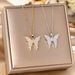 Korean Dongdaemun Titanium Steel Necklace With Elegant Feminine Style, Diamond Studded Butterfly Pendant, Versatile,_ipsvogv.com