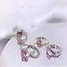 Ring 【 】 People's 2617 Collection Female Student Pink Diamond Love Texture Pearl Zircon Tassel Chain Sweet Cool Style 【 】_ipsvogv.com