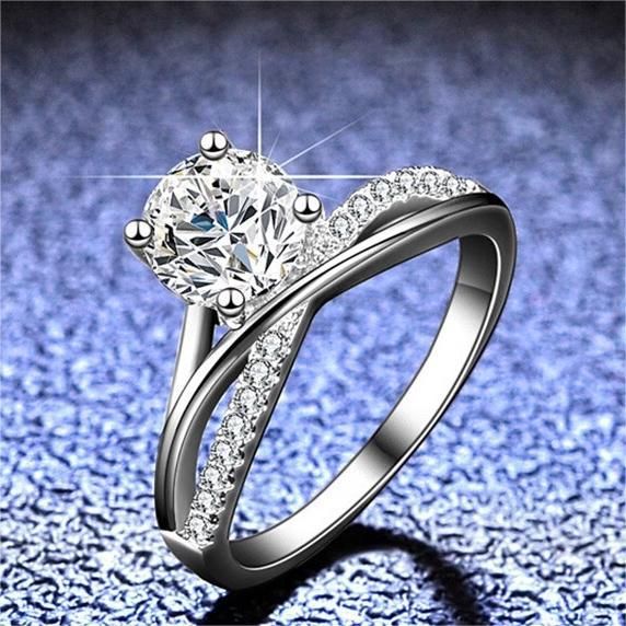 S Pure Silver D Color New Product Four Claw Star River Mosang Stone Ring Wedding, Gift for Wife Group Setting_ipsvogv.com
