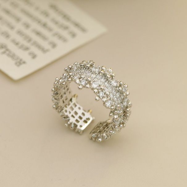 Flower Niche Design Female Ins, Cool Style, Inlaid With Hollowed Out Fashion Zircon Index Finger Ring, High-end Feel_ipsvogv.com