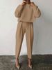 Women's loose solid color long-sleeved casual two-piece set_ipsvogv.com