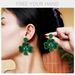 St. Patrick's Day green clover earrings fashionable personality exaggerated design women's earrings_ipsvogv.com