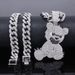 Unisex Popular Jewelry Diamond Painting Oil Cartoon Bear Pendant Cool And Exaggerated Hip Hop Cuban Chain_ipsvogv.com