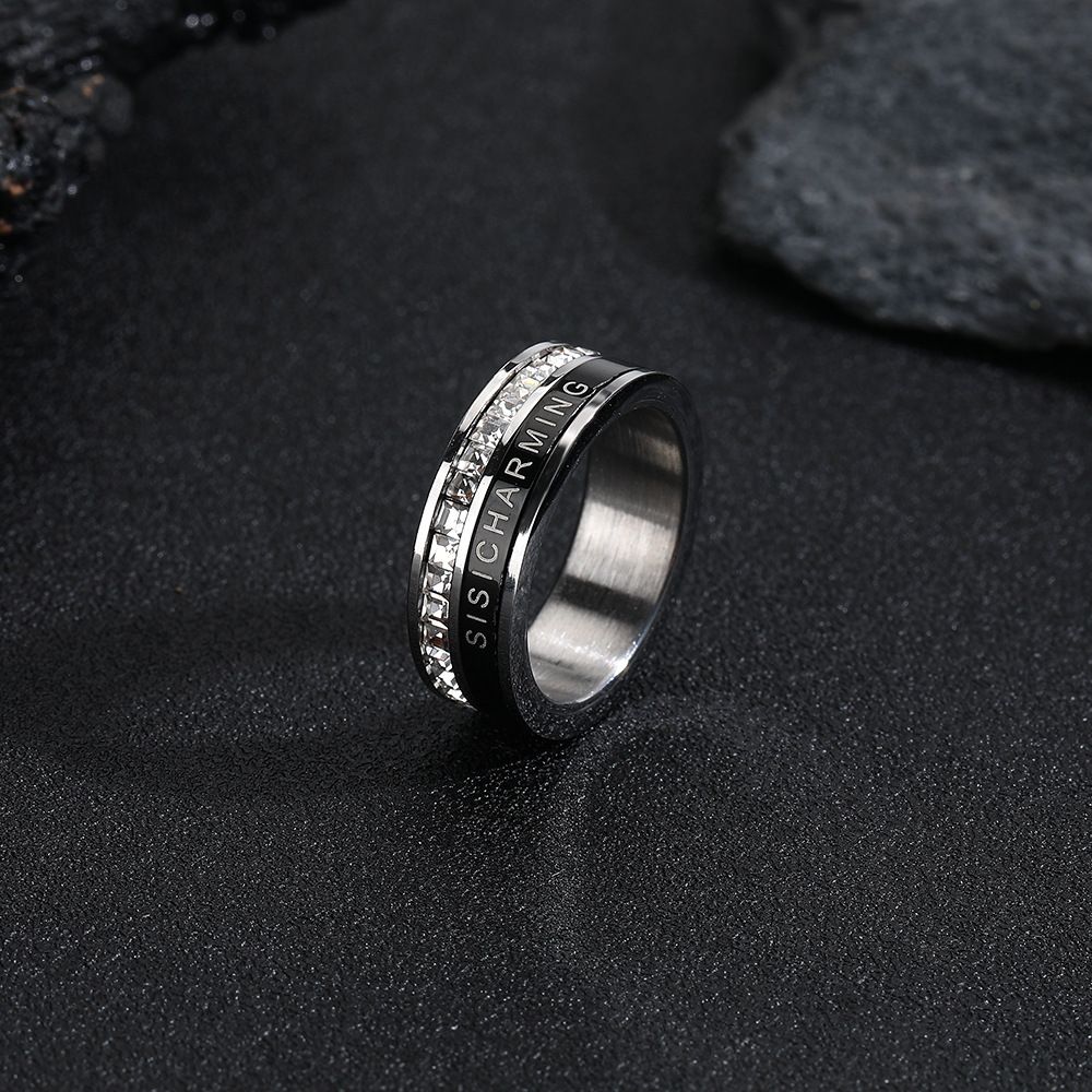Starry Sky Ring Does Not Fade Female Ins Couple Ring Full Of Diamond Zircon Titanium Steel Ring High End Light Luxury Ring_ipsvogv.com