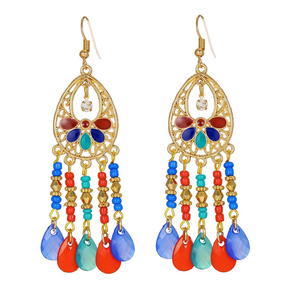 Women’s Jewelry Set FashionRetro Ethnic Style Net Celebrity Earrings For Women Style Tassel Earrings Long Style Personality Rice Bead Earrings_ipsvogv.com