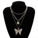 Iced Out Chains Butterfly Necklaces Gold Women Link Tennis Chain Bling Crystal Rhinestone Animal Lock Pendant Fashion_ipsvogv.com