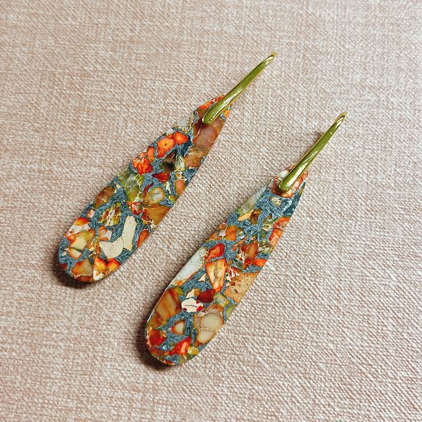 Bohemian Geometric Pattern Emperor Pine Pendant Women's Earrings Ethnic Style Creative Earrings_ipsvogv.com