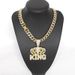 New Men's Full Diamond Chain Hip-Hop Style Personality Crown English KING Pendant Necklace_ipsvogv.com