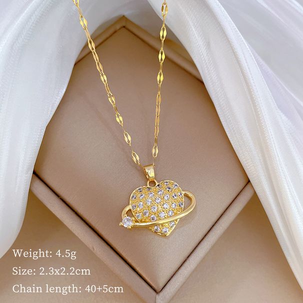Love 【 】 Surrounding Light Luxury Charm Gorgeous Full Diamond Necklace Women's Versatile Clavicle Titanium Steel Chain 【 】_ipsvogv.com