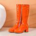 Women's Shoes autumn and winter new thick heel medium heel women's boots patent leather high boots square toe boots white side zipper pole dance boots_ipsvogv.com