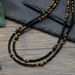 Fever Same Style Small Gold Bead Necklace For Men Exaggerated Ultra Thin Stacked Black Agate Tiger Eye Stone Beaded Long Necklace_ipsvogv.com