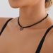 Black Crystal Beaded Neck Chain Necklace, Fashionable Red Love Zircon Pendant Necklace For Women_ipsvogv.com