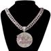 Rhinestone Letter Self Made Pendant 15MM Bubble Cuban Chain Necklace Hip Hop Trendy Men's Style_ipsvogv.com