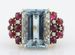 Sanjie Sea Blue Moissanite Ring Alloy Gold Plated Ethnic Style Jewelry Inlaid With Red Corundum Handmade_ipsvogv.com