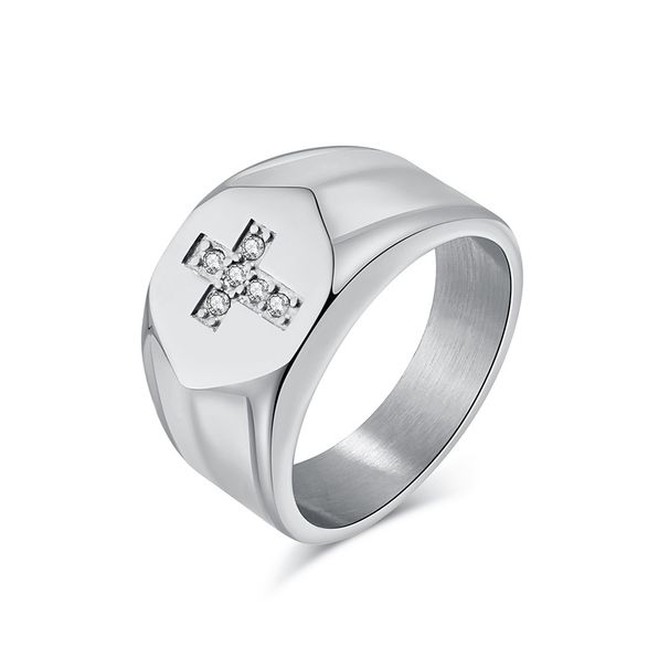 Titanium steel diamond cross ring ring retro high end niche fashion wrench hand jewelry_ipsvogv.com