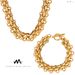 Cold Wind Exaggerated Trendy Cool Elegant Jewelry Set Buckle Design Thick Chain Personality Necklace Versatile Gold Plated Bracelet_ipsvogv.com
