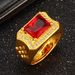 New Diamond Set Open Sand Gold Copper Plated Zircon Large Men's Ring_ipsvogv.com
