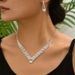 SEOUL GLOW - Korean Bridal Jewelry Set (Zircon Wedding Necklace & Earrings, Evening Elegance)_ipsvogv.com