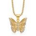 Fashion Simple Jewelry Titanium Steel Gold-Plated Diamond-Studded Butterfly Pendant Necklace_ipsvogv.com