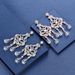 Handmade Bride Rhinestone Flower Bridal Earrings Accessories_ipsvogv.com