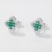 Four leaf clover cultivated emerald earrings female S925 silver cultivated colored gemstone earrings light luxury retro_ipsvogv.com