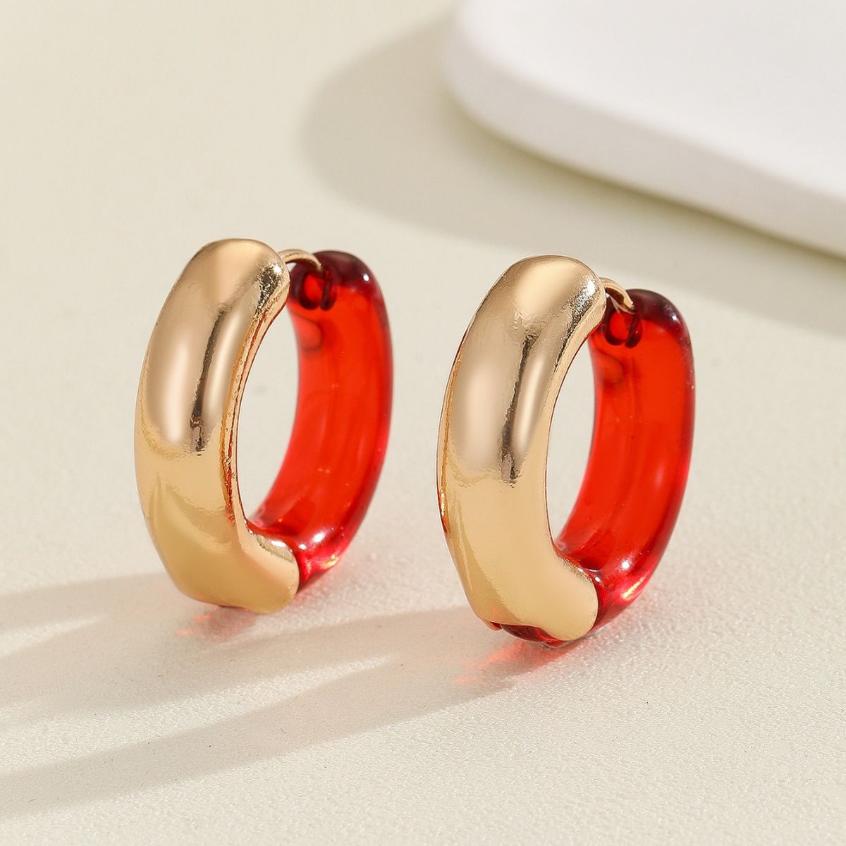 Milad Acrylic Earrings Multi-color Patchwork Clips Ear Hoops_ipsvogv.com