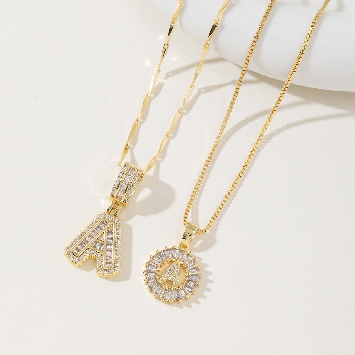 Women's Jewelry Rock Sugar Copper Inlaid Zircon 26 Letter Pendant Necklace Combination Set Stacking Jewelry_ipsvogv.com