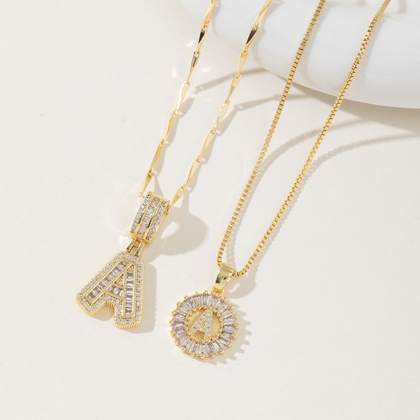 Women's Jewelry Rock Sugar Copper Inlaid Zircon 26 Letter Pendant Necklace Combination Set Stacking Jewelry_ipsvogv.com