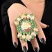 Green Round Gem Opening ring Hot Water Drops All-match Diamond Jewelry Women's ring_ipsvogv.com
