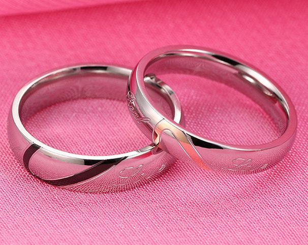 His Her Real Love Promise Ring, Couple's Matching Heart Wedding Band In Stainless Steel, For Men Or Women, Comfort Fit_ipsvogv.com