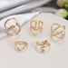 New Combination Fashionable And Simple Gold Snake Shaped Heart Cross Opening 5-piece Set Ring_ipsvogv.com