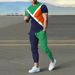 Men's Clothing casual short-sleeved suit 3D digital printing color stripes fashion short-sleeved trousers suit_ipsvogv.com