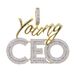 Men's Hip Hop Jewelry YOUNG CEO Pendant Necklace With Cubic Zirconia, Durable Copper Chain For Trendy Streetwear Look (Silver/Gold, 60cm)_ipsvogv.com