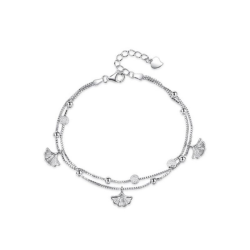 Sansheng Lucky Light Romantic For Girlfriend, Best Friend, Student Gift New Double Layer Round Bead Ginkgo Leaf_ipsvogv.com