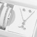 New simple round zircon pendant earrings hand jewelry set 4 piece set Net celebrity all match zircon necklace female_ipsvogv.com