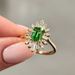 Sanjie's New Gold Green Zircon Women's Ring Instagram Internet Celebrity Fashion Outfit Square Diamond Accessories_ipsvogv.com