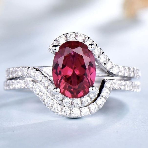 Sanjie Pigeon Blood Red Color Treasure Ring, Zircon Jewelry Female_ipsvogv.com