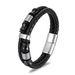 Men's Jewelry Black Leather Stainless Steel Bracelet Simple Leather Bracelet_ipsvogv.com