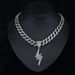 Hip Hop Full Diamond Lightning Alloy Pendant, Personalized Cuban Chain Nec, Men's Collarbone Chain, Fashionable_ipsvogv.com