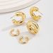 Round tube hollow ear clip earrings set for women C shaped smooth metal wind ear clip earrings_ipsvogv.com