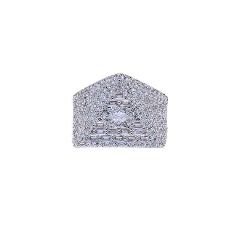 Hip Hop New Triangle Eye Zircon Ring High End Fashion Trend Personality Jewelry Men's Ring_ipsvogv.com