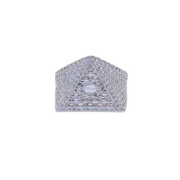 Hip Hop New Triangle Eye Zircon Ring High End Fashion Trend Personality Jewelry Men's Ring_ipsvogv.com