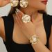 Women's Fashion Open Classic Elegant Pearl Bracelet Ring Earrings Jewelry_ipsvogv.com