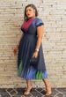 Women's Clothing spring and summer hot style printed short sleeved top half length pleated dress_ipsvogv.com