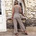 Printed fashion pants with straight tube leopard print jumpsuit_ipsvogv.com