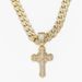 Alloy Style Silver Pendant With Full Diamond Cuban Chain Men, Hip-hop Niche Cross Necklace For Men_ipsvogv.com