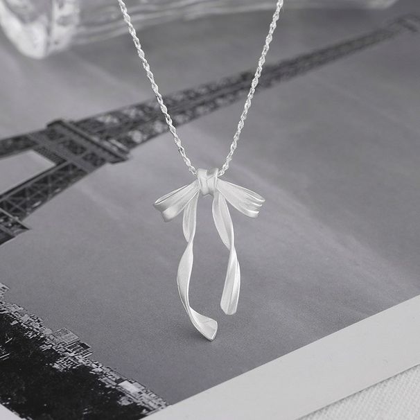 Exquisite Matte Ribbon Bow Necklace For Women French High-end Fashion Versatile Ins Ballet Style Clavicle Chain_ipsvogv.com